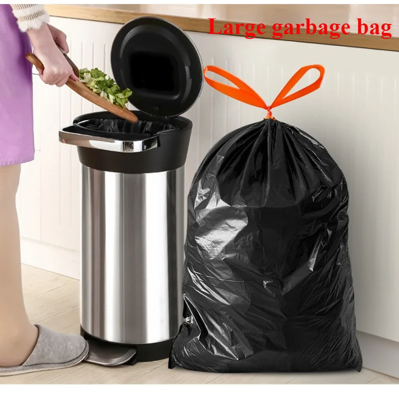 Extra Large Kitchen Waste Drawstring Garbage Bag Property Hotel Kitchen Sanitation Commercial Black Thickened Large Garbage Bag