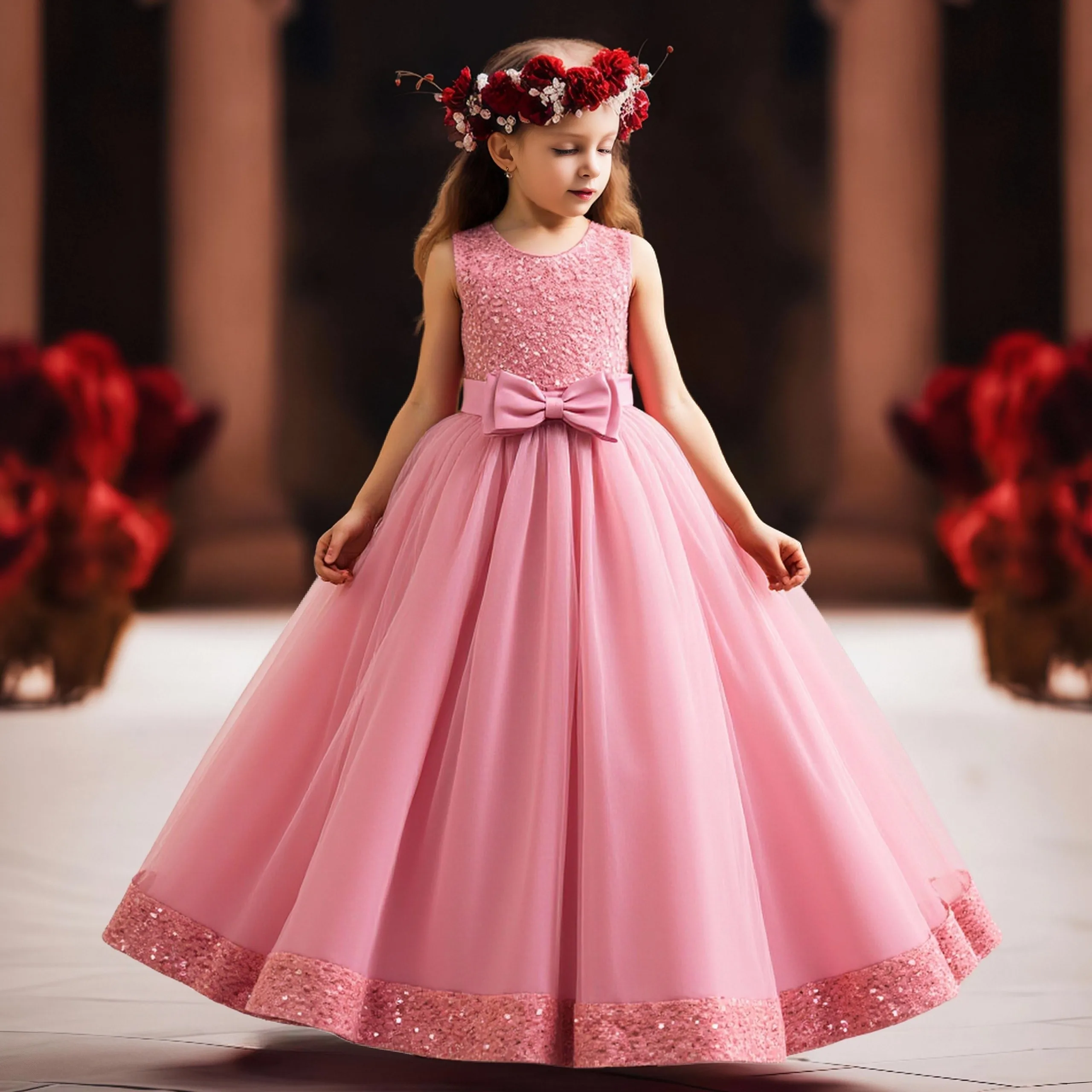 

Элегантные платья с блестками для свадебной вечеринки, рождественские костюмы, платья принцессы на день рождения, тюлевое вечернее платье подружки невесты для девочек, выпускное платье