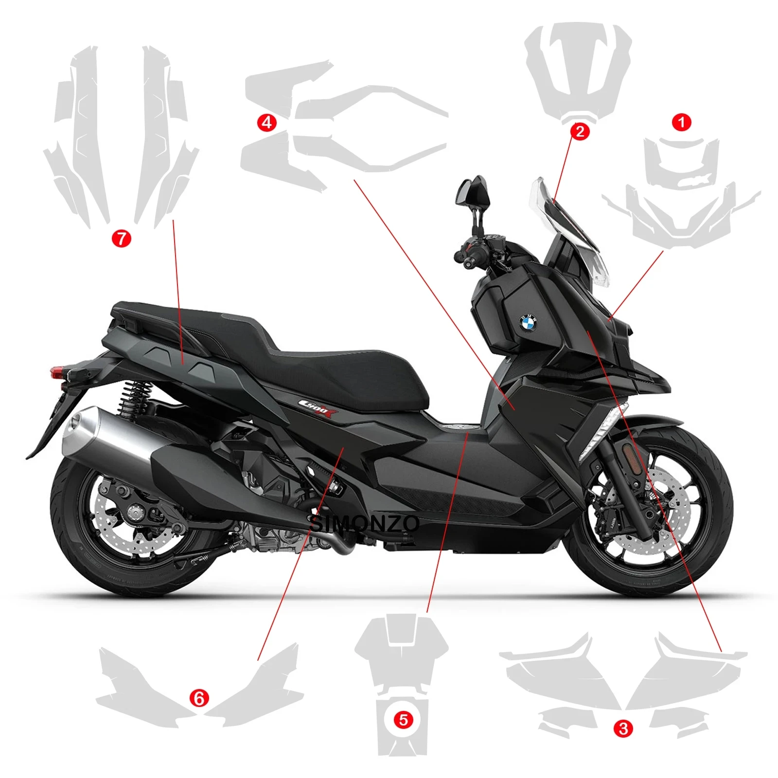 For BMW C400X 2025 Paint Protection Film Fits C 400 X TPU Anti-scratch GLOSSY MATTE Paint Protective BODYKITS Motorcycle cover