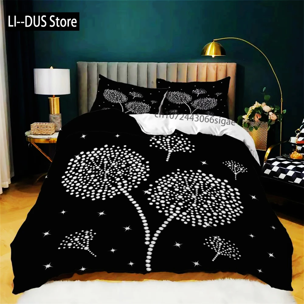 

Shiny Bedding Set Black White Duvet Cover Sets Bed Linen Twin Queen King Single Home Textile Adult Kids 3D Bedding Set