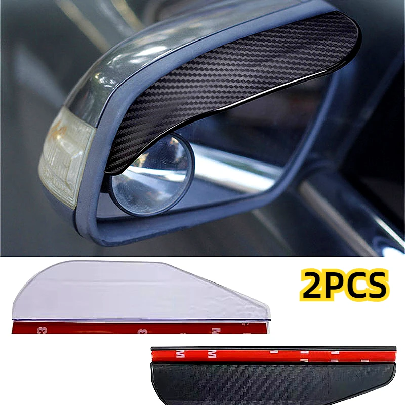 

2PcsCar Thickened Rearview Mirror Rain Shield Car Mirror Protector Carbon Fibre Car Rain Brow Sunshade Rain Shield Universal