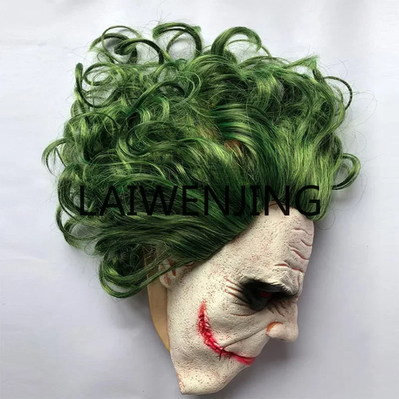 Joker wig, horror mask, full face, halloween cos hood, male.