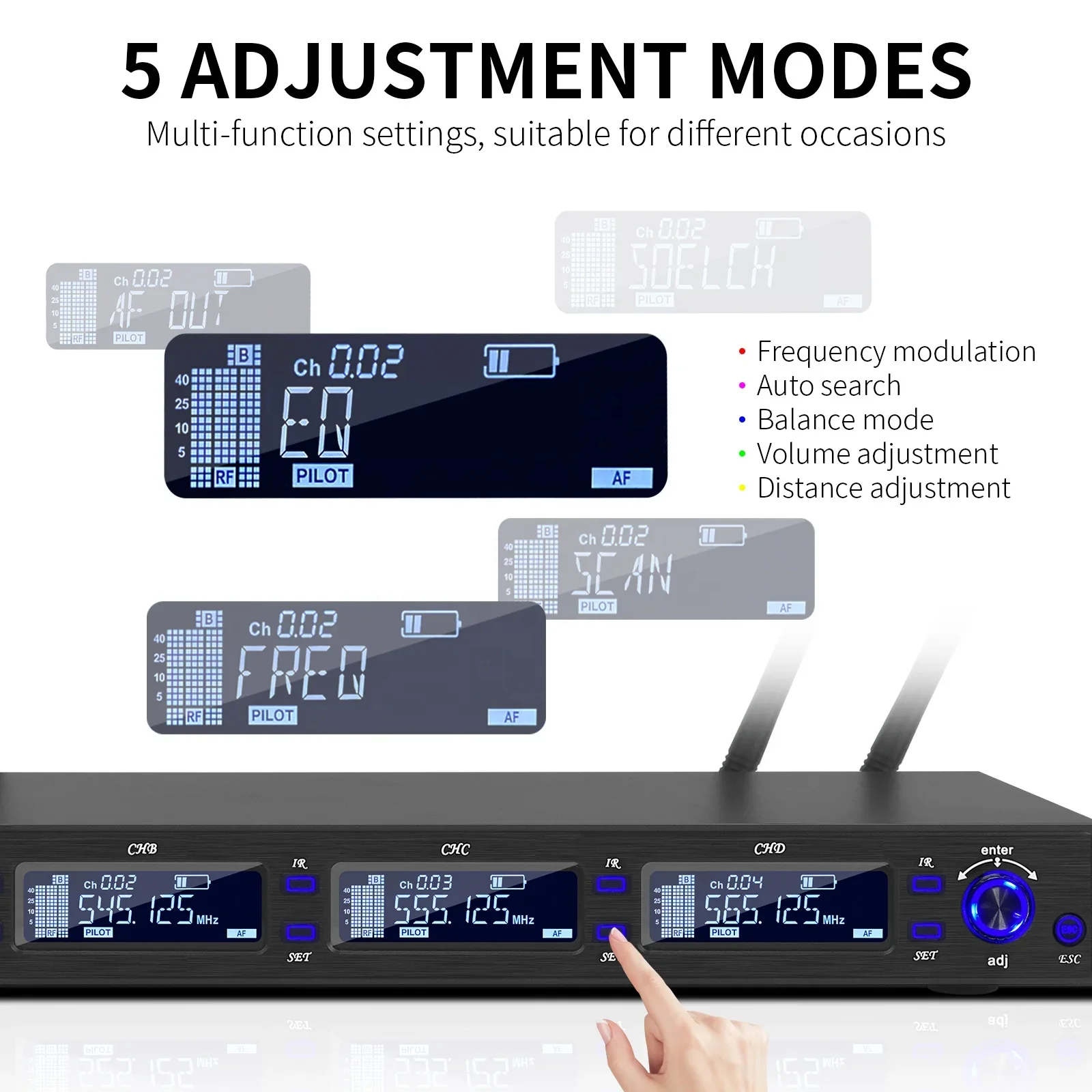 ระบบไมโครโฟนไร้สาย Xtuga M-6604S แบบ Dual Mode UHF True Diversity พร้อมไมโครโฟนแบบมือถือ 4 ตัว เสาอากาศแบบ Diversity