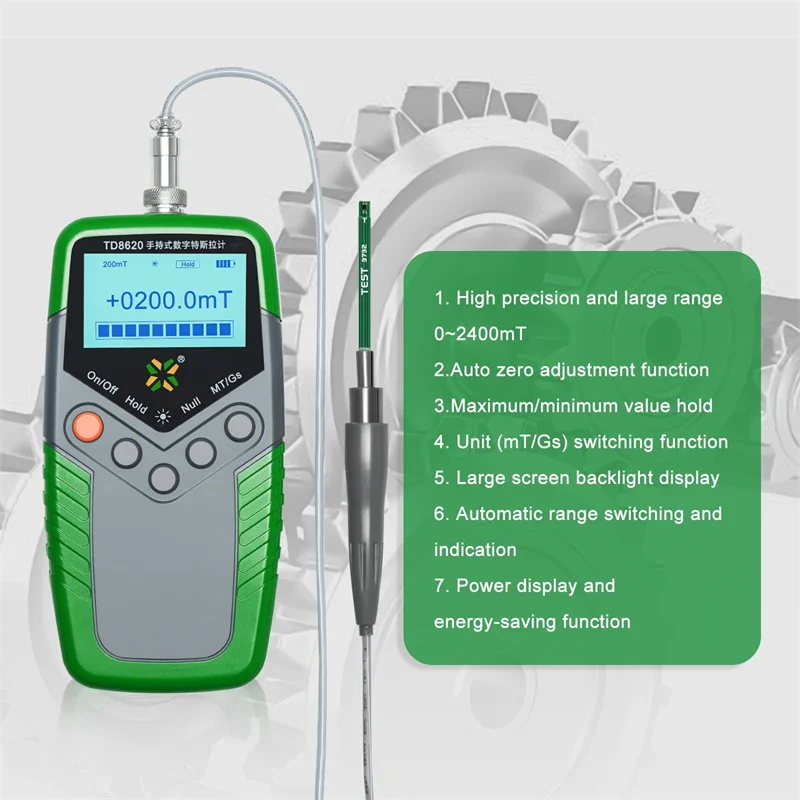 Handheld Gaussmeter 0-2400mT range surface magnetic field digital Tesla meter with N/S function Accuracy ±5%