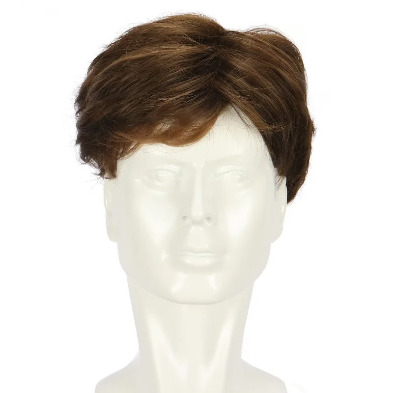 Short Wigs Man Brown Synthetic Wig Cosplay Soft Heat Resistant Fiber Halloween Costume Wig Men Natural Wigs