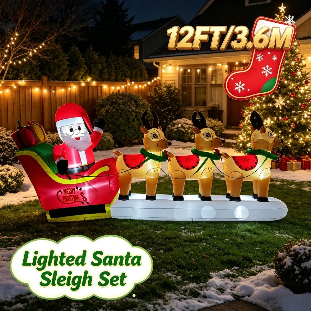 Xmas Outdoor Lighting Decorations - Equipo de Trineo de Reno y