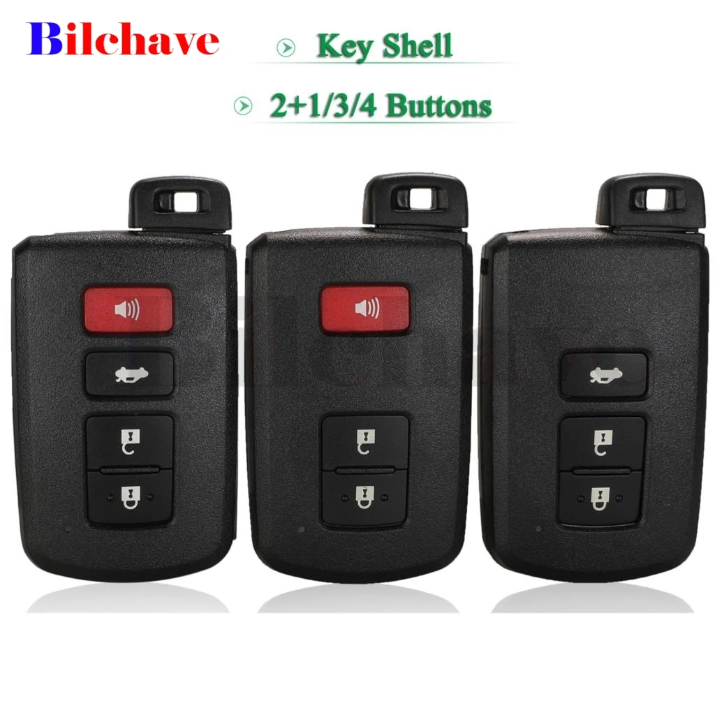 Bilchave 10pcs  For Toyota Avalon Camry RAV4 Corolla Highlander FOB 2+1/3/4 Buttons Remote Car Key Case Shell Replacement