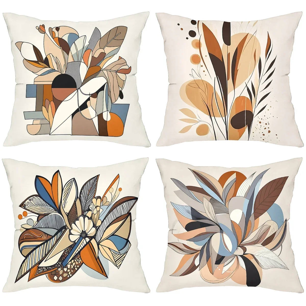 Modern Abstract Floral Pattern Decorative Cushion Covers Polyester Pillowcase Sofa Decorative Cushion Cover Headboard Pillow