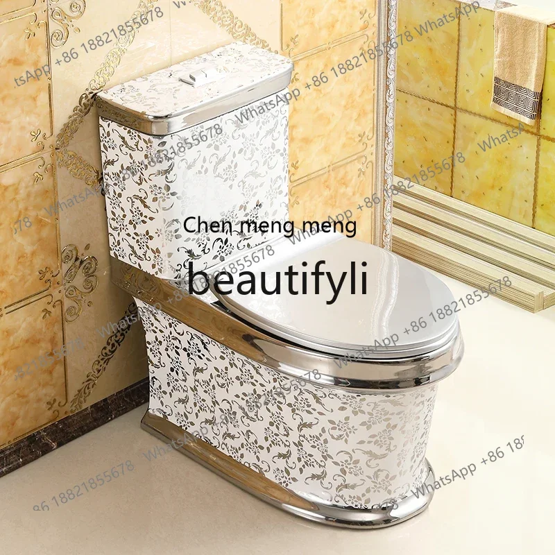 B178 Household flush toilet Super swirl water-saving deodorant silver toilet creative ceramic Nordic