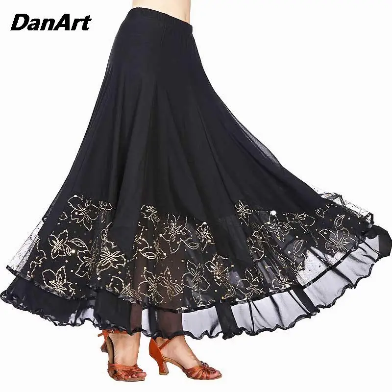 Modern Dance Swing Dress Stage Competition Half Body Dress International Waltz Social Dance Costume Performance Practice Skirt