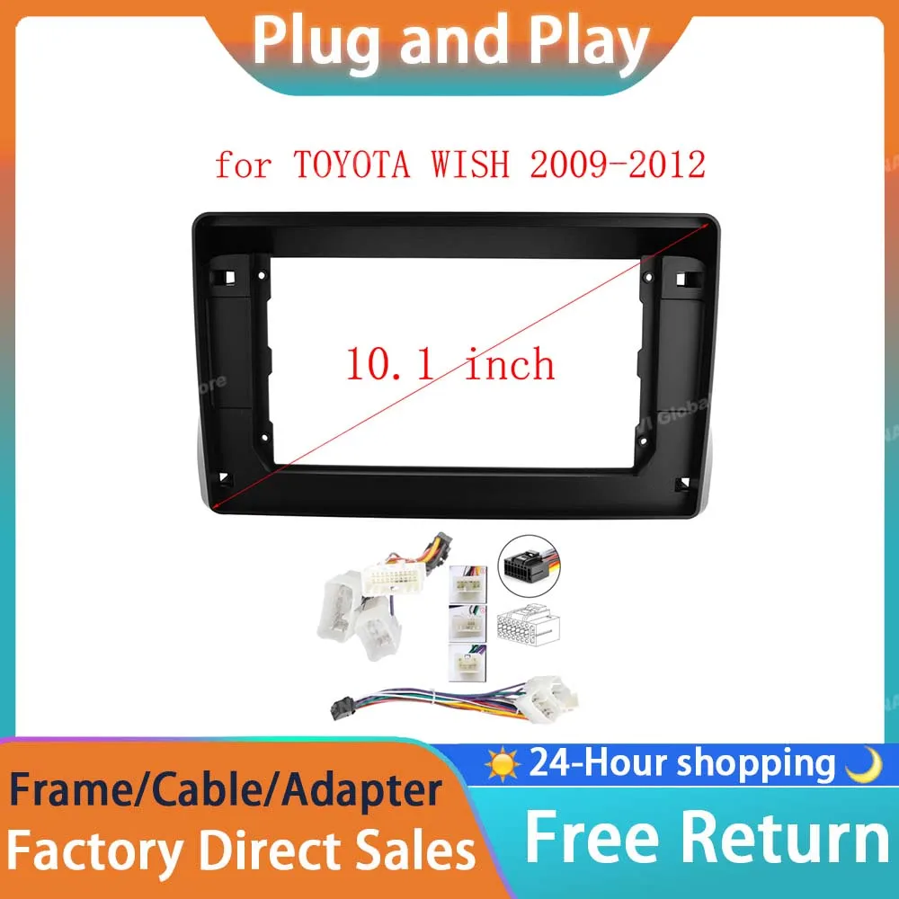 RSNAVI 10 Inch 2 Din Car Fascia for TOYOTA WISH 2009-2012 Stereo Panel Dash Mount Installation DVD Frame Kit In-Dash Dashboard