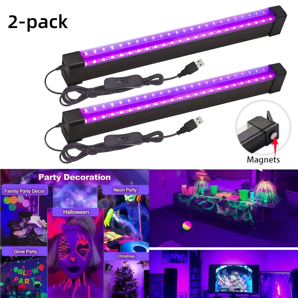 395-405nm Schwarzlicht LED UV-Lampe Gel T8 Röhre 5V USB-Stecker Ultraviolettes Licht LED Bühnen-Schwarzlicht UV-LED Nagellampe Teile Wachstumsbeleuchtung