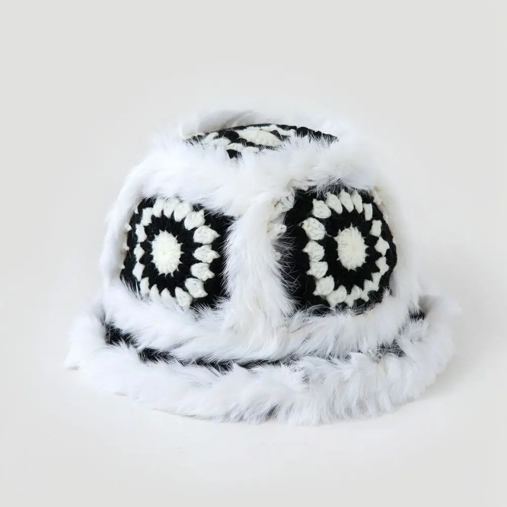 Fashion Knitted Plush Hat Winter Warm Ear Protection Beanie Windproof Cap For Outdoor Travel Cold Climates