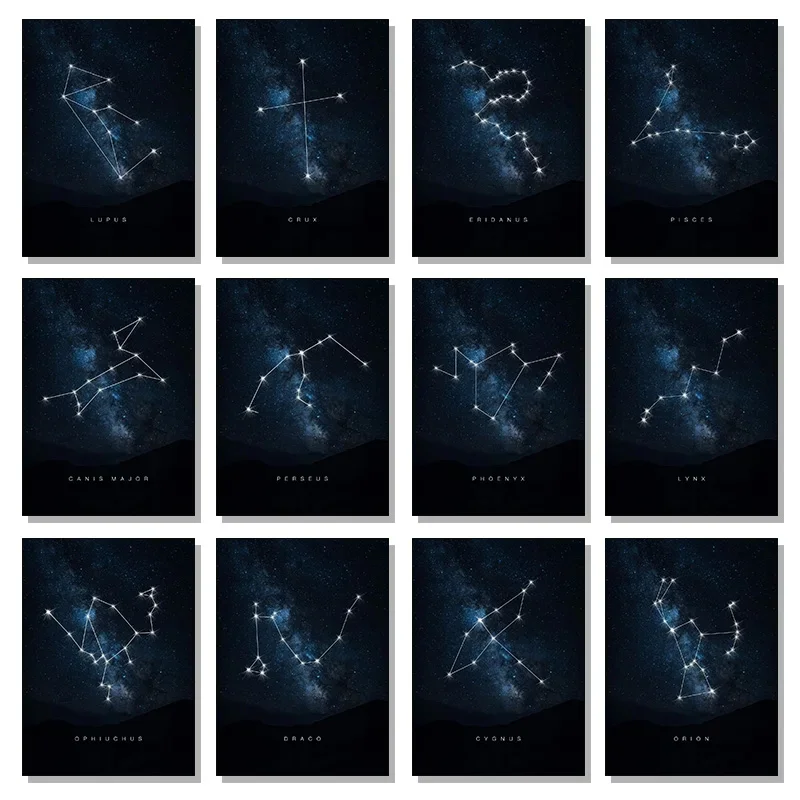 1pc frameless canvas painting 1pc frameless Sagittarius Orion Aquarius Gemini Taurus Pegasus Space Constellations Poster Canvas