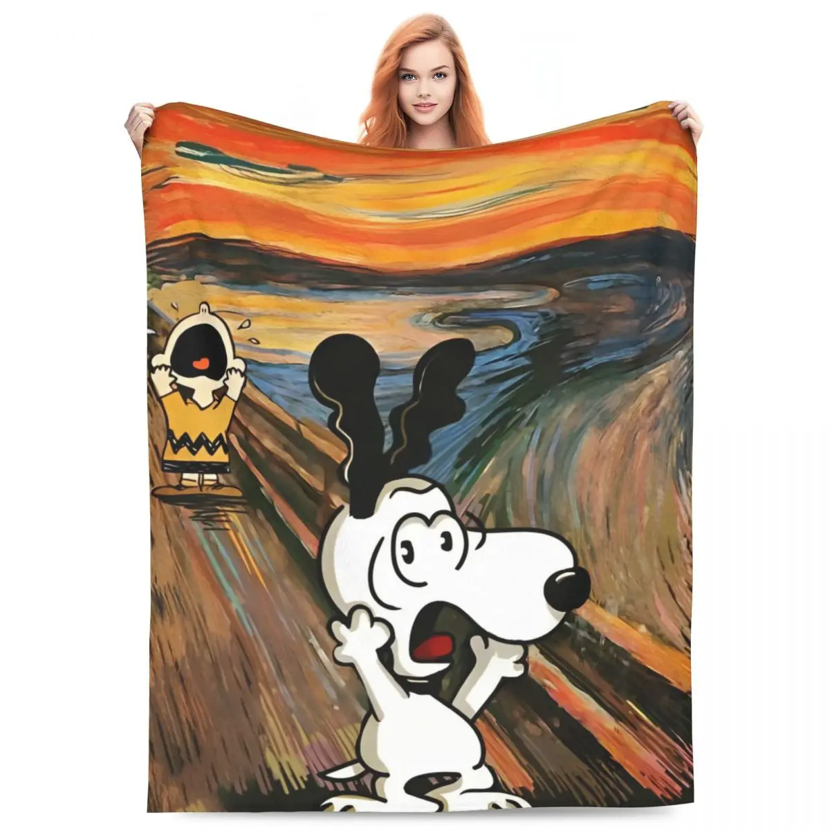 Snoopy Starry Night Pop Art Warm Soft Blankets Boy Girl Plush Throw Blanket Fashion Bedroom Flannel Bedspread Sofa Bed Cover