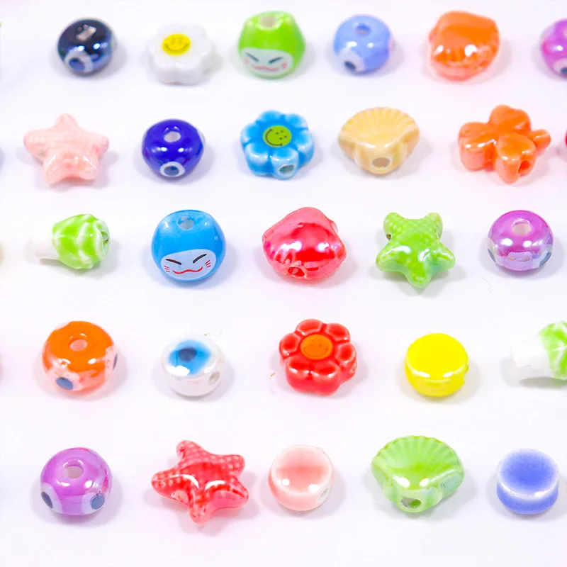 Mini Colored Ceramic Beads For Jewelry Making DIY Earring Bracelet Necklace Starfish Shell Shape Ceramic Jewelry Accessories