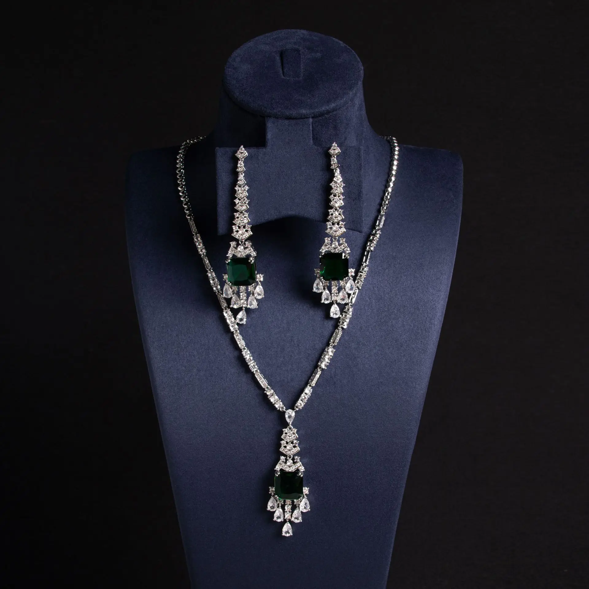 Bridal Teardrop Cubic Zirconia Two‑Piece Jewellery Set Elegant Evening Party Accessories Multiple Colors Gift For Ladies