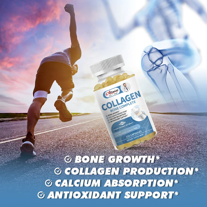 Alliwise Collagen Bone Complete Capsule - Helps Support Joint Cartilage for Bone Growth Collagen Production Calcium