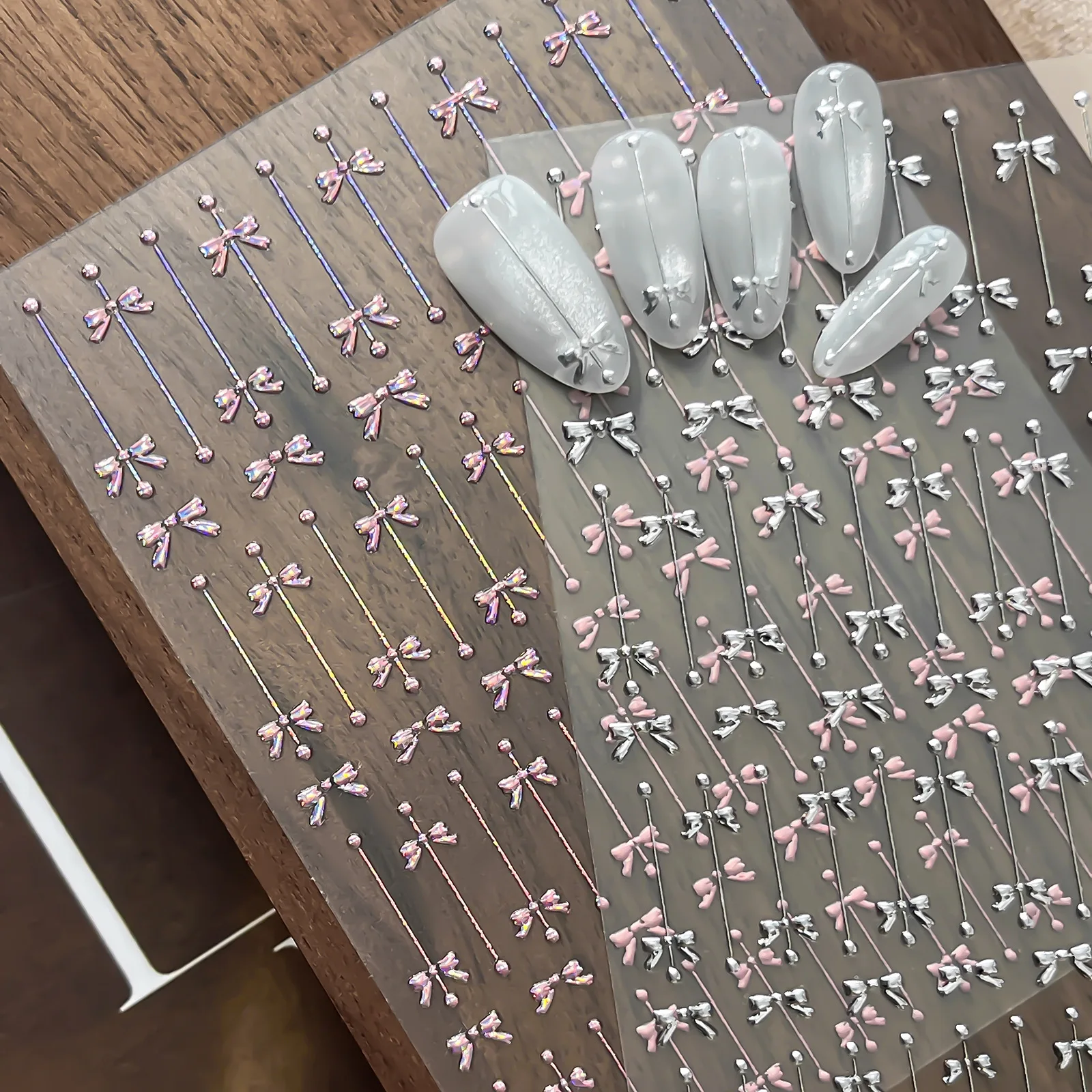 3 of the Latest Fine-chain Bow Nail Stickers 3d Nail Flower Sticker Nails Stars for Nails Art French Manicure Set Nailart Charms