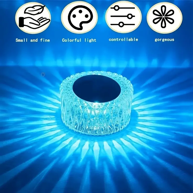 1PC Crystal Table Lamp RGB16 Color Touch-tone USB Charging Decorative Table Lamp