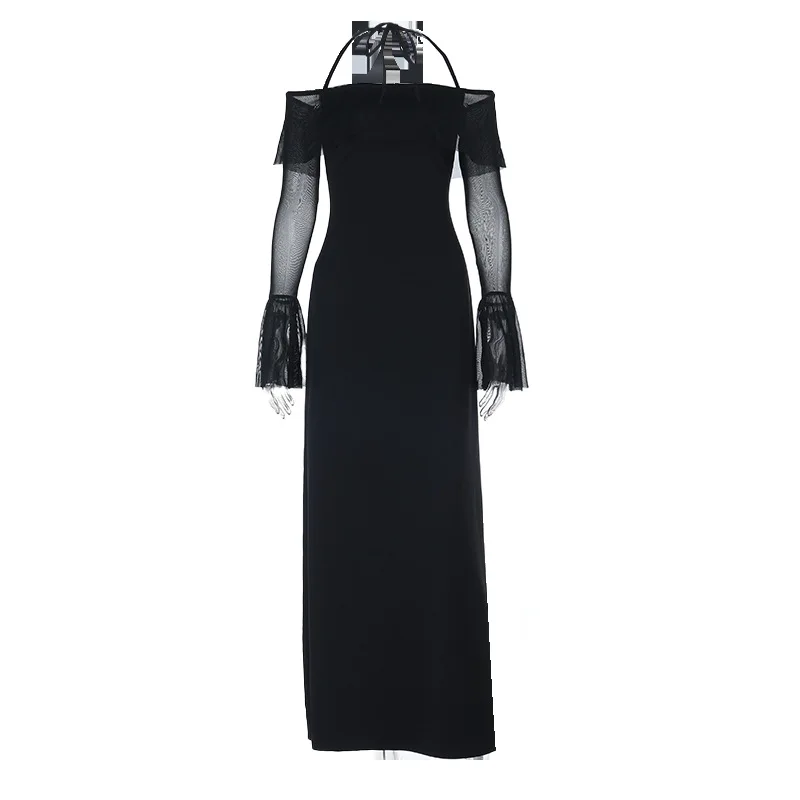 2025 New Summer Retro Elegant Black Evening Dresses Sexy Bodycon Maxi Formal Night Party Dress Women Backless Straps Prom Dress