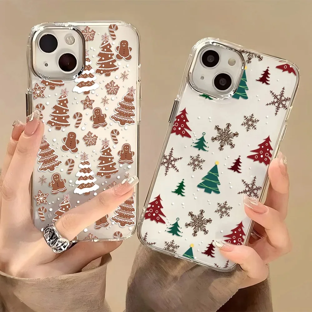 Luxury Christmas Tree Pattern Phone Case For iPhone 17 Air 16E 16 15 14 Plus 13 12 11 Pro MAX Shockproof Silicone Bumper Cover