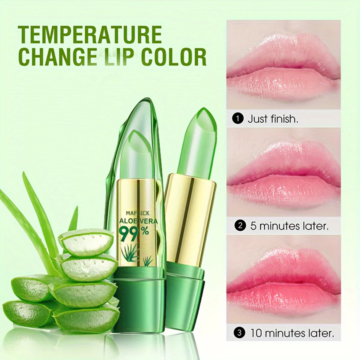 Aloe Vera Moisturising Lip Gloss Warm Feeling Colour Changing Lip Glaze Long Lasting Moisture Lip Oil ﻿