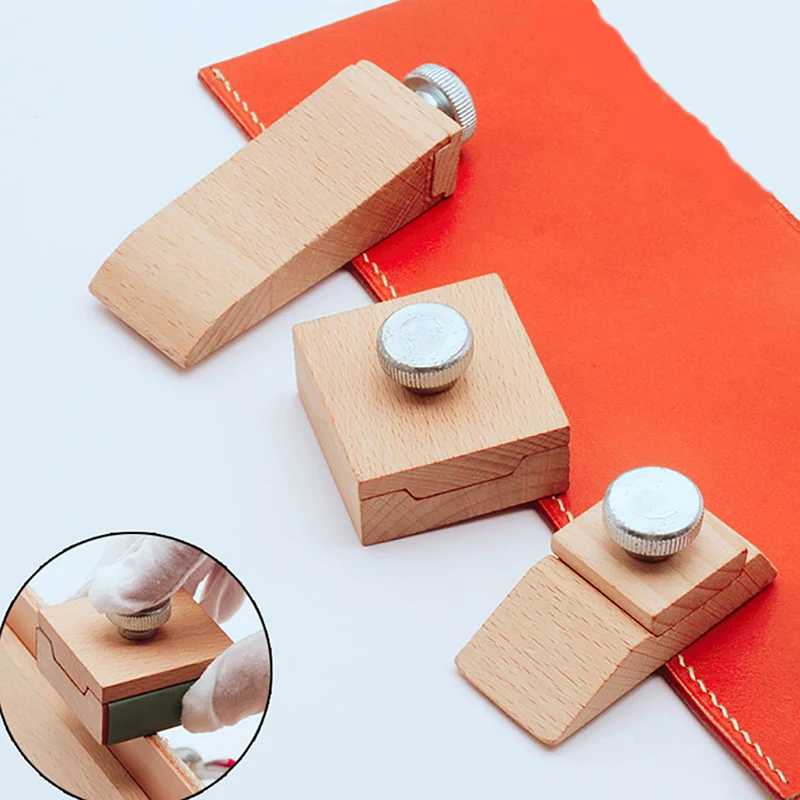 DIY Leather Craft Edge Tool Beech Block Handmade Leather Durable Polishing Tanned Tool Wooden Edge Grinding Sandpaper Treatment
