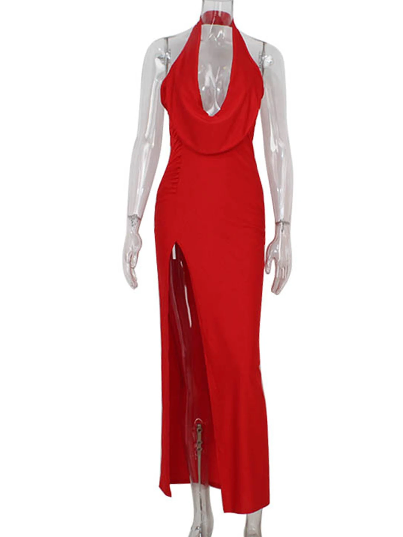 섹시한 백리스 레드 블랙 여름 드레스 여성 우아한 생일 파티 드레스 여성 럭셔리 프롬 이브닝 바디콘 롱 드레스 베스티도스