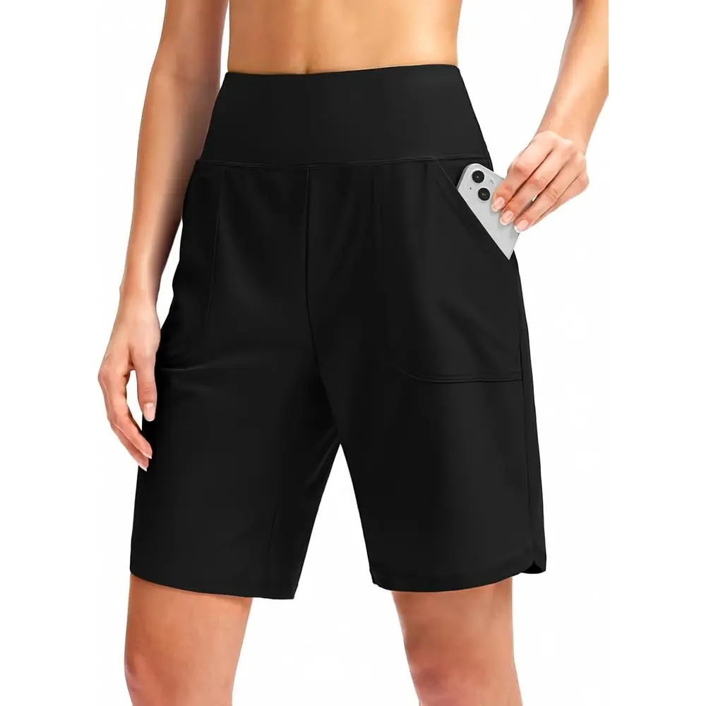 

9 Long High-Waisted Knee-Length Swim Shorts with Liner for Women