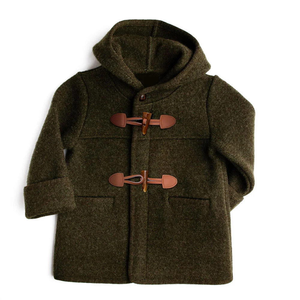 100% Wool Girl Spanish Coat Hooded Children\'s Clothing Autumn and Winter Teenage Boys Thicken Warm Long Jackets Kids Outerwear