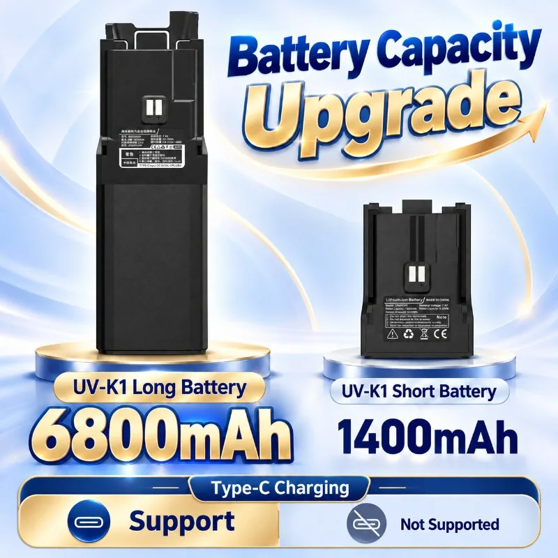Quansheng UV-K1 6800mAh Walkie Talkie  2MB Flash AM/FM Multi-Band Wireless Copy Frequency Type-C Charging Programming 200CH NOAA