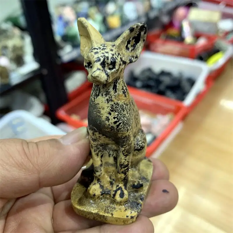 الصورة الطبيعية الحجر المصري ماو القط نحت الحيوان أزياء ديكور المنزل عيد ميلاد عطلة الحاضر 1PCS #2