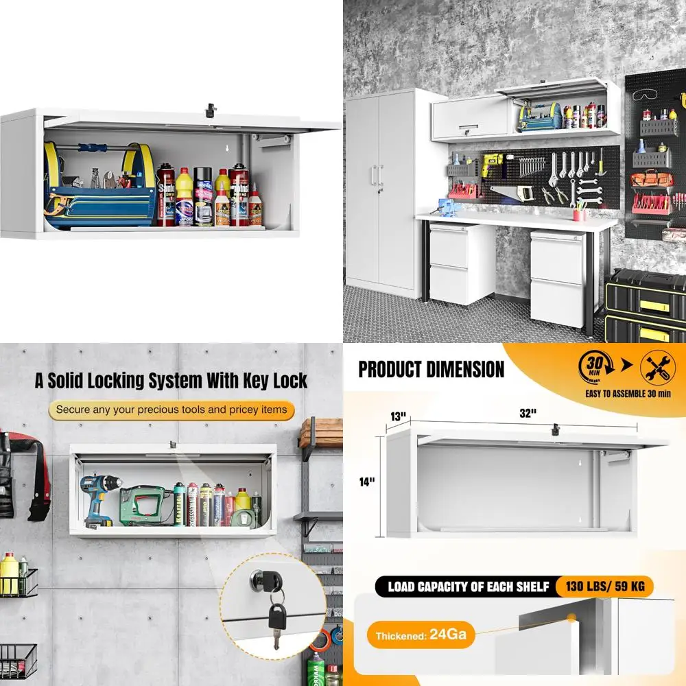 

Настенный шкаф для хранения в гараже с органайзером для унитаза и аптечкой для эффективности верхнего пространства