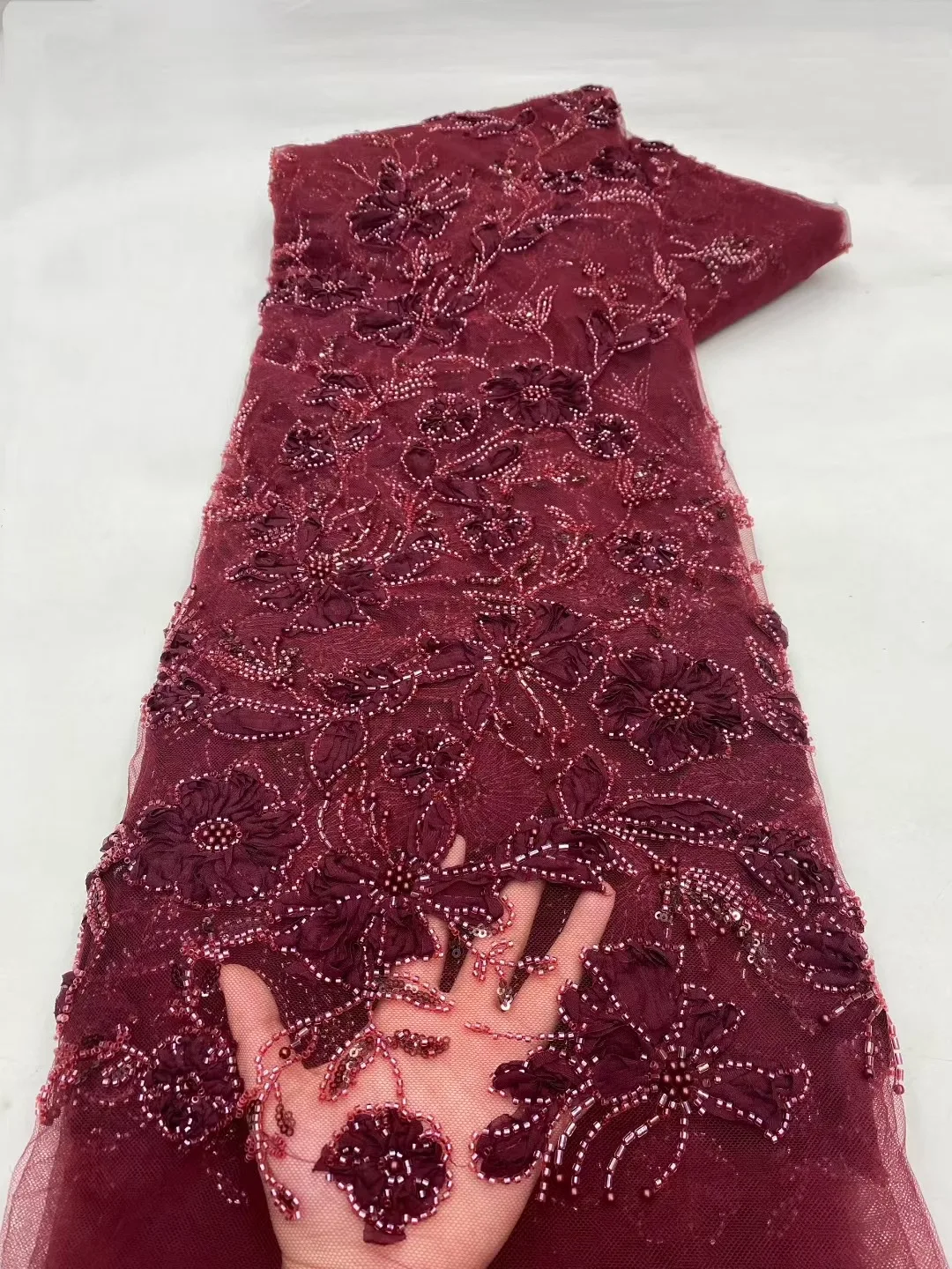 Afrikanische 3D Blume Spitze Stoff Stickerei Französisch Mesh Spitze Stoff Mit Pailletten Bräutigam Nigerianischen Tüll Spitze Für Party Kleider