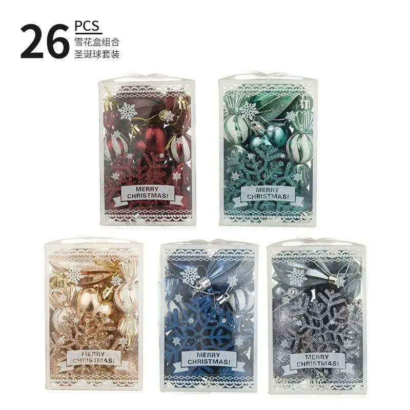 6cm Christmas Ball Set Colored Painted Shape Balls Powdered Snowflake Hanging Pendant Christmas Tree Decoration Ornament Special