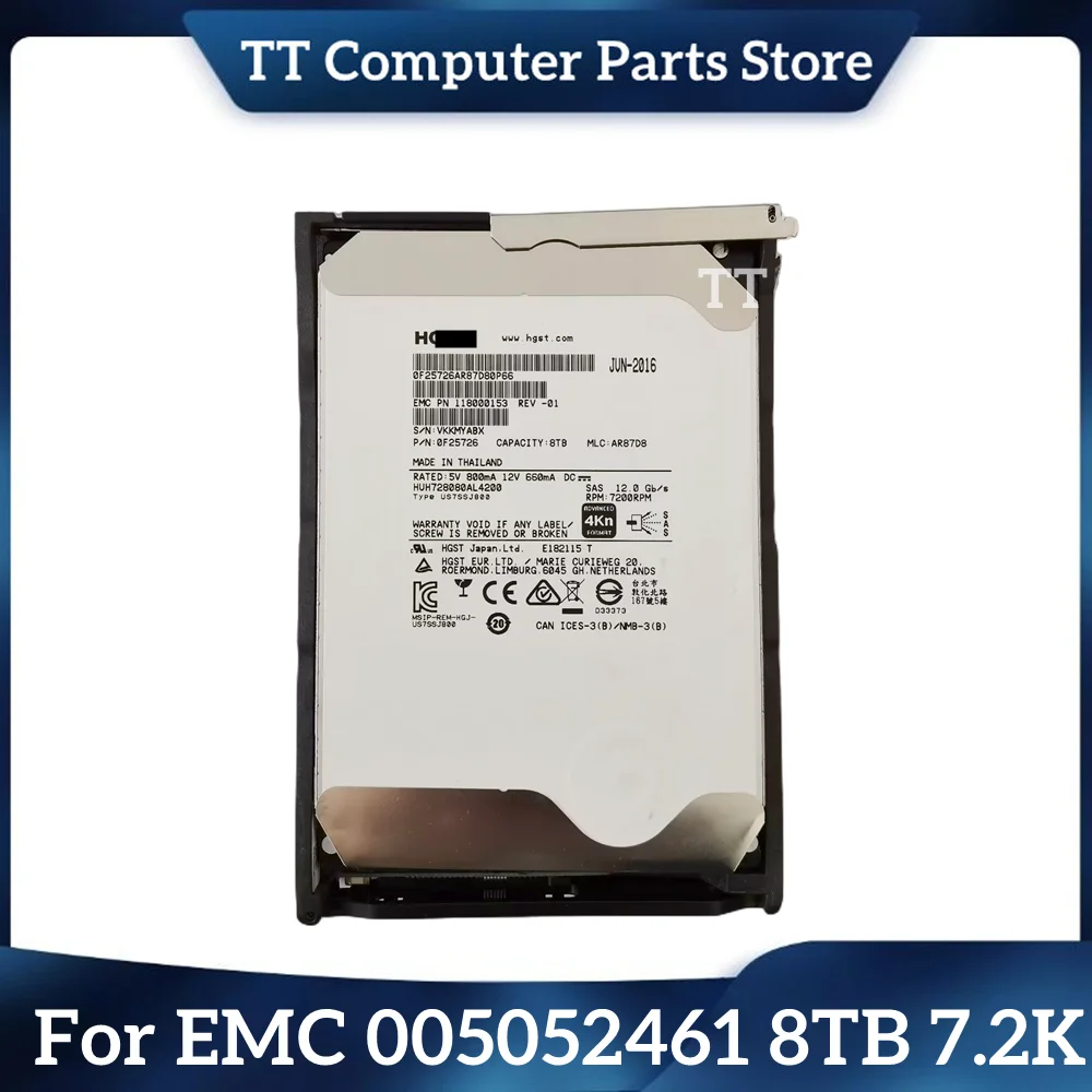 

TT For EMC 005051674 8TB 7.2K SAS 3.5 "12GB Storage Disk Hard Disk Fast Ship