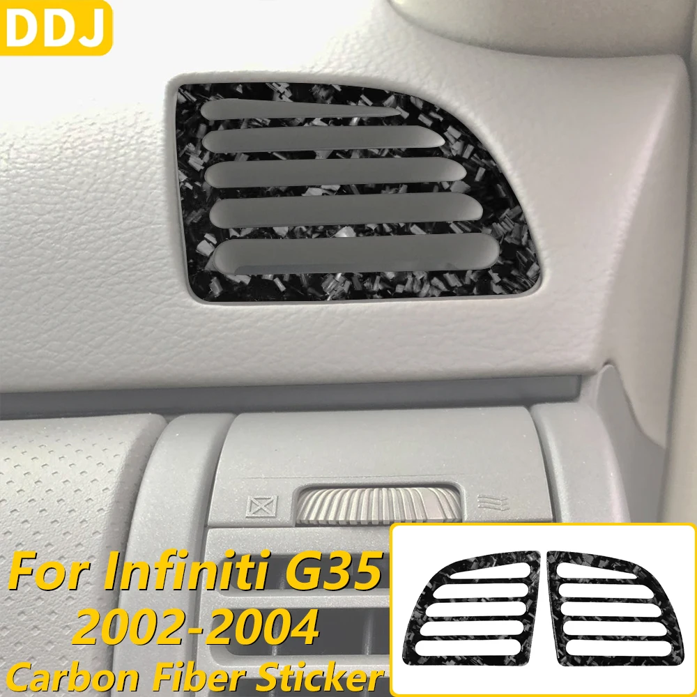 For Infiniti G35 2002-2004 Forged Carbon Fiber Both Sides Dashboard Defogging Air Vent Panel Cover Trrm Car Accessories Sticker