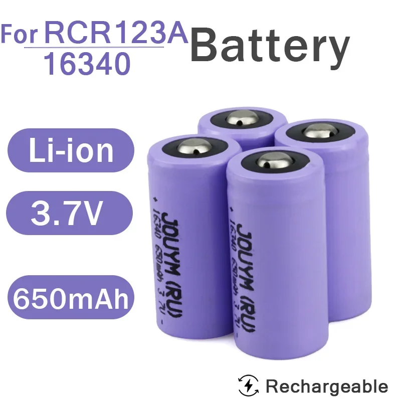 New original 2-4PCS 16340 3.7V 650mAh Rechargeable Lithium-ion battery For RCR123A battery.