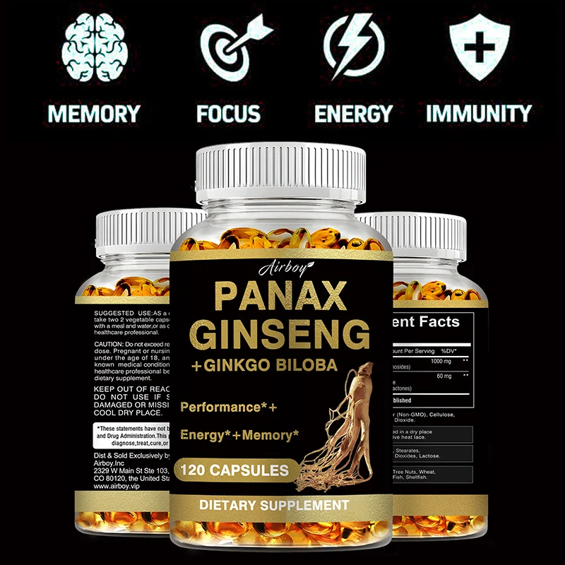 Cápsulas de Panax Ginseng + Ginkgo Biloba: promueven el enfoque y el rendimiento de la resistencia energética