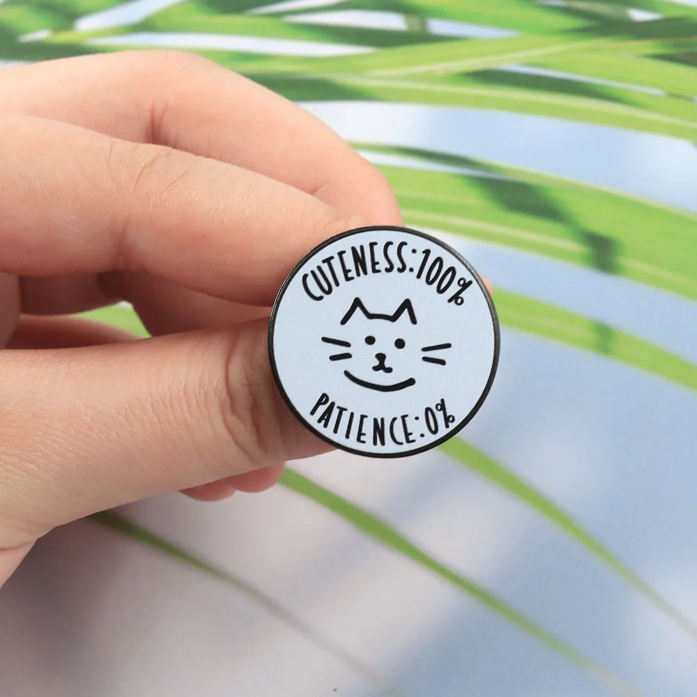 Lustige Katzen-Emaille-Pins Niedlichkeit 100% Geduld 0% Tier-Broschen Kreative und Humorvolle Abzeichen Schmuckgeschenk für einen Freund – Detail 7