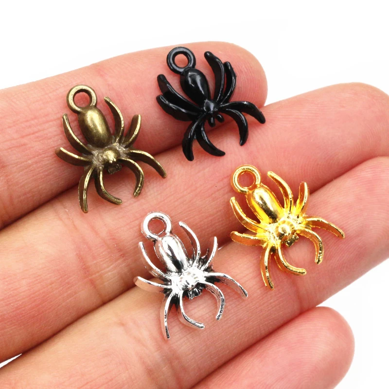 20pcs 17x14mm Gold Bronze Antique Silver Plated Spider Handmade Charms Pendant:DIY for bracelet necklace