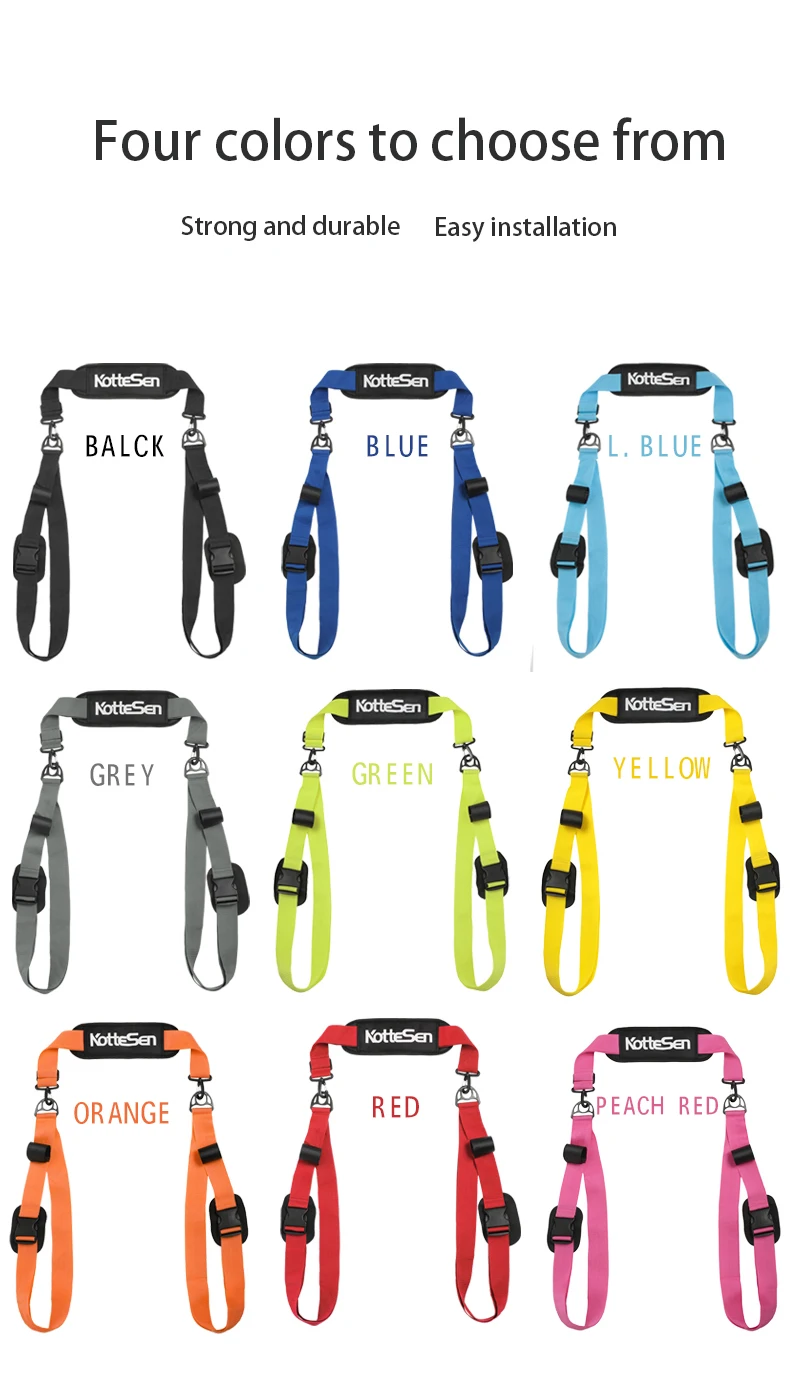 Kottesen Paddleboard-Gurt SUP-Zubehör Verstellbarer Surfbrett-Schultergurt Kajak Multifunktionales Bindeseil Mehrfarbiges Befestigungsseil – Detail 2