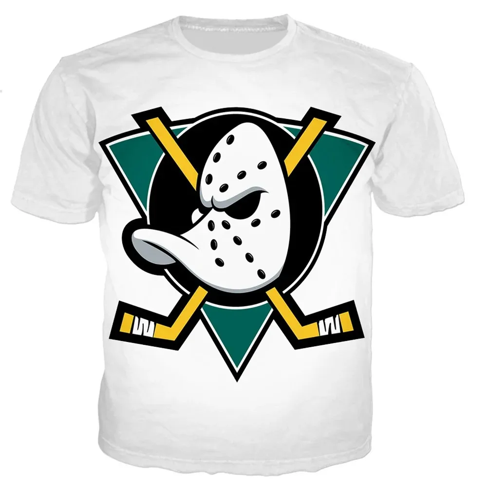 Summer New 3D Men TShirt Mighty Ducks Hockey Mask Print Top Cool Streetwear Sports Short-Sleeved Oversized Men\'s Causal Clothing