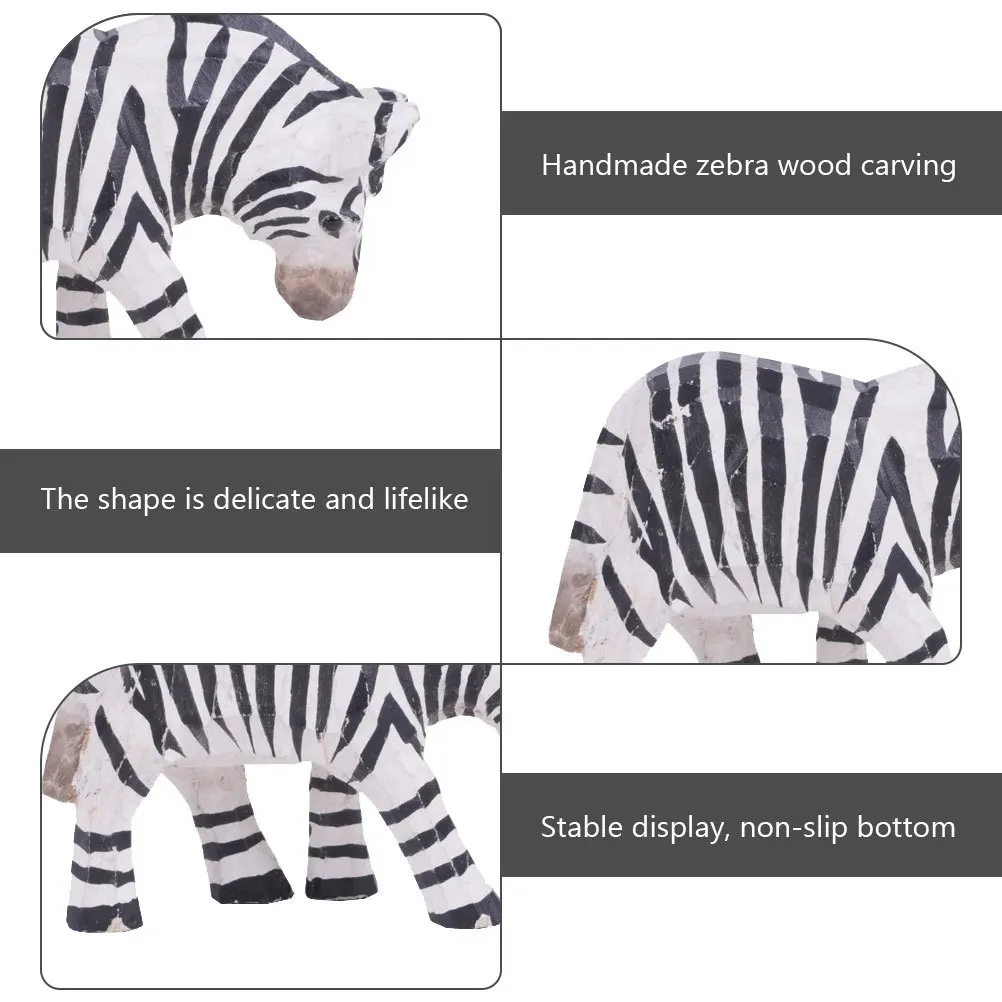 

Carving Desktop Handicraft Zebra Nordic Style Animal Decor Desktop Zebra Ornament Wood Craft Animal Decor