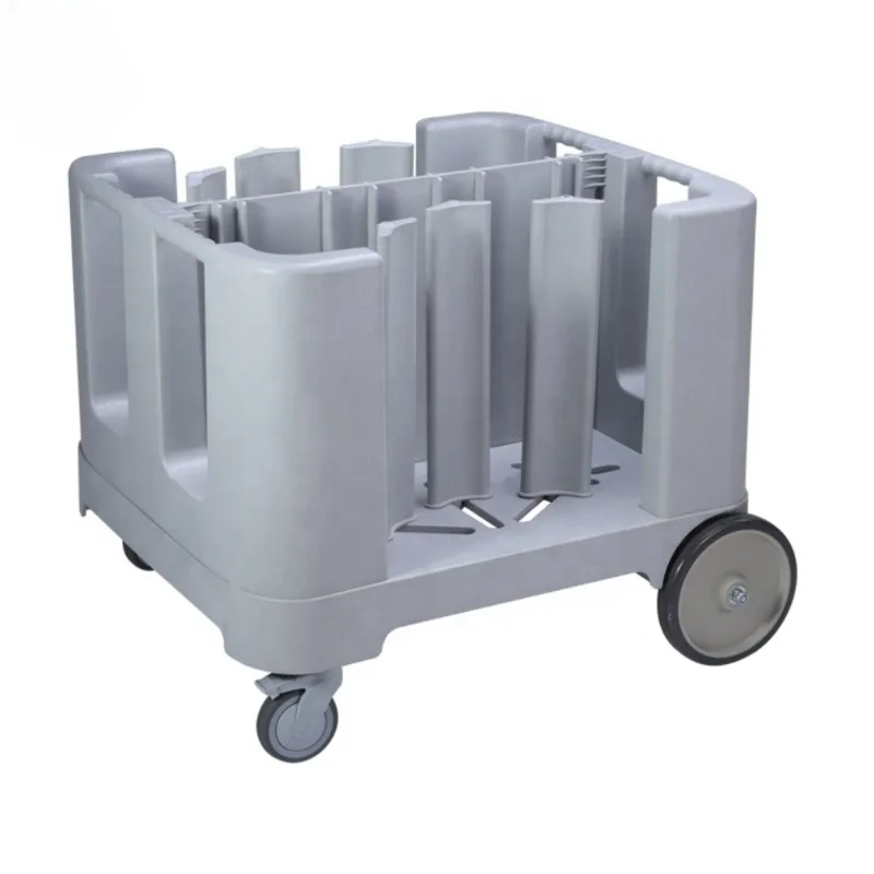 Hotel restaurant self-service rack, plastic tableware storage cart, adjustable plate box