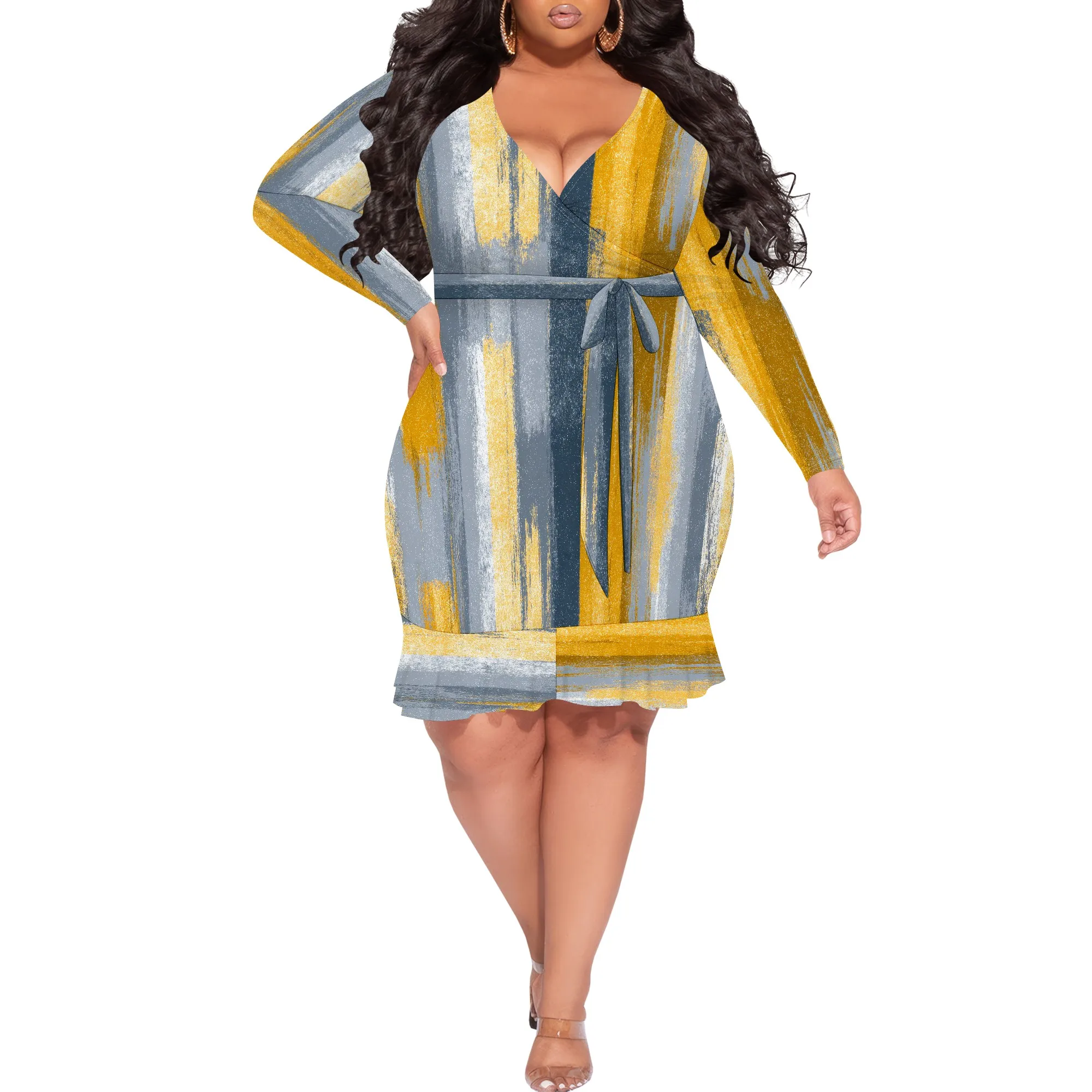 

Women's Sexy Wrap V Neck Floral Sundress Dress