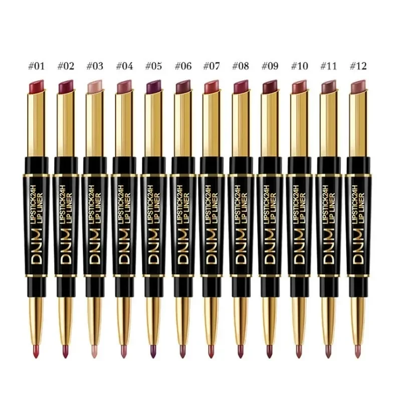 Double Head Lipstick Lip Liner Pencils Lipstick Waterproof Long Lasting Moisturizing Lip Cosmetics Matte Lip Stick Makeup