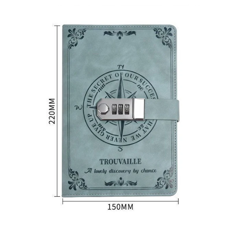 Creative Password Notebook Travelers Student Diary With Lock Stationery Thickened Hand Account Notepad