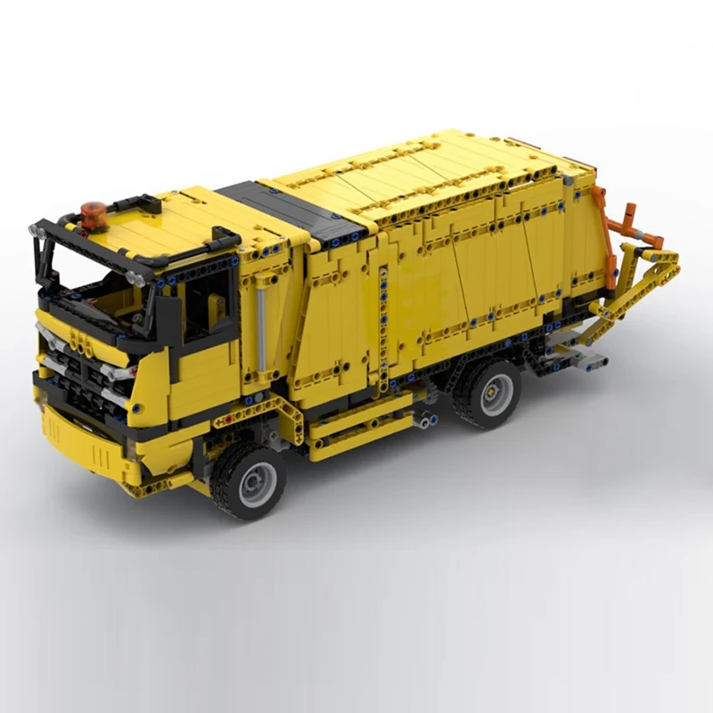 Speed Racing Car Model MOC Building Bricks Yellow Garbage Truck Modular Technology Children Holiday Gifts Assemble Toys Suit